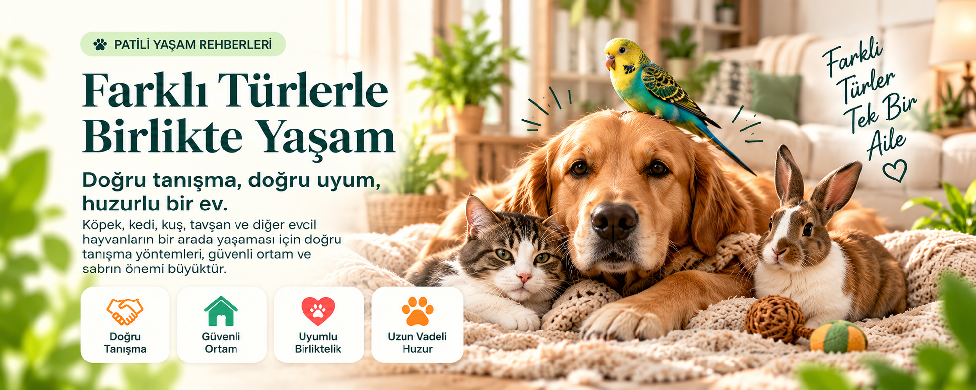 Patili Yaşam rehberleri: Farklı Türlerle Birlikte Yaşam. Doğru tanışma, doğru uyum, huzurlu bir ev; doğru tanışma, güvenli ortam, uyumlu birliktelik ve uzun vadeli huzur.