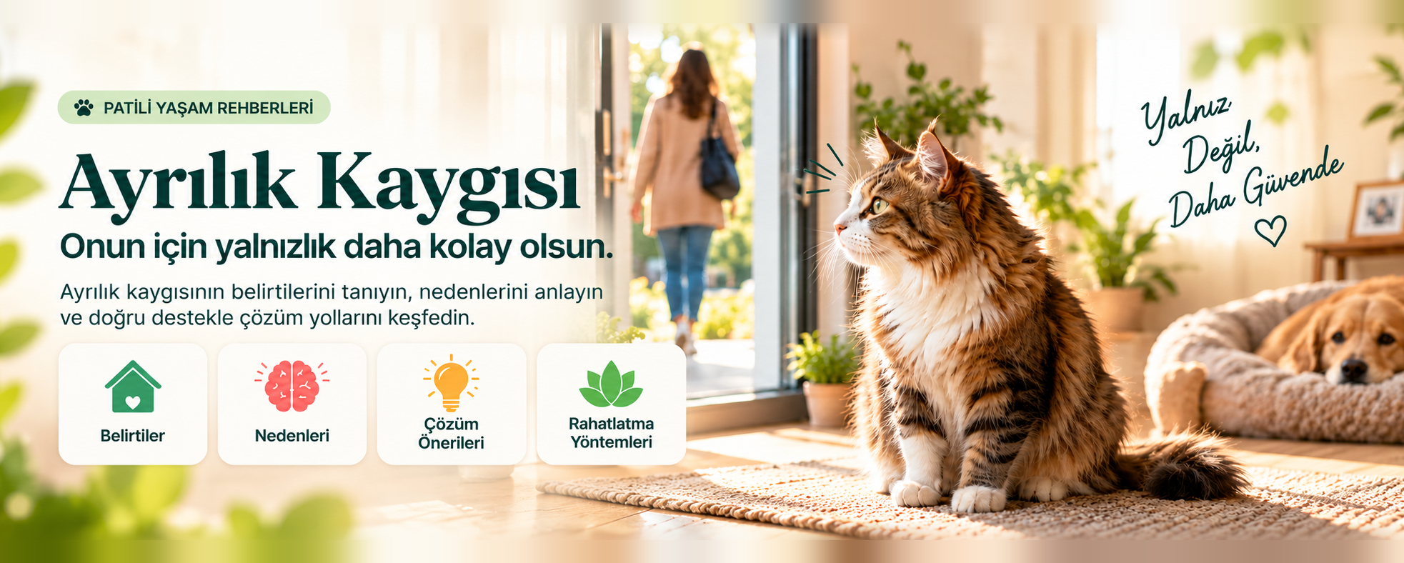 Patili Yaşam rehberleri: Ayrılık Kaygısı. Onun için yalnızlık daha kolay olsun; belirtiler, nedenleri, çözüm önerileri ve rahatlatma yöntemleri.
