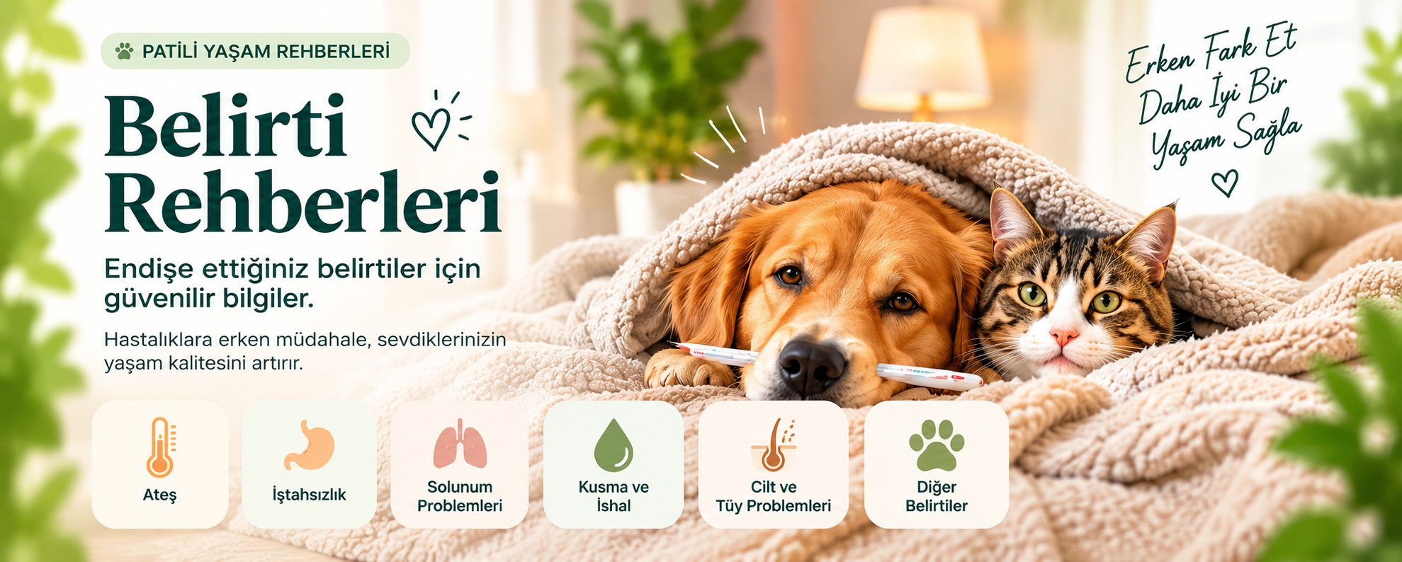 Patili Yaşam rehberleri: Belirti Rehberleri. Endişe ettiğiniz belirtiler için güvenilir bilgiler; ateş, iştahsızlık, solunum problemleri, kusma ve ishal, cilt ve tüy problemleri.